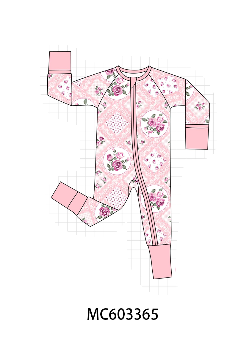 PO83 Pink floral print bamboo pajama collection