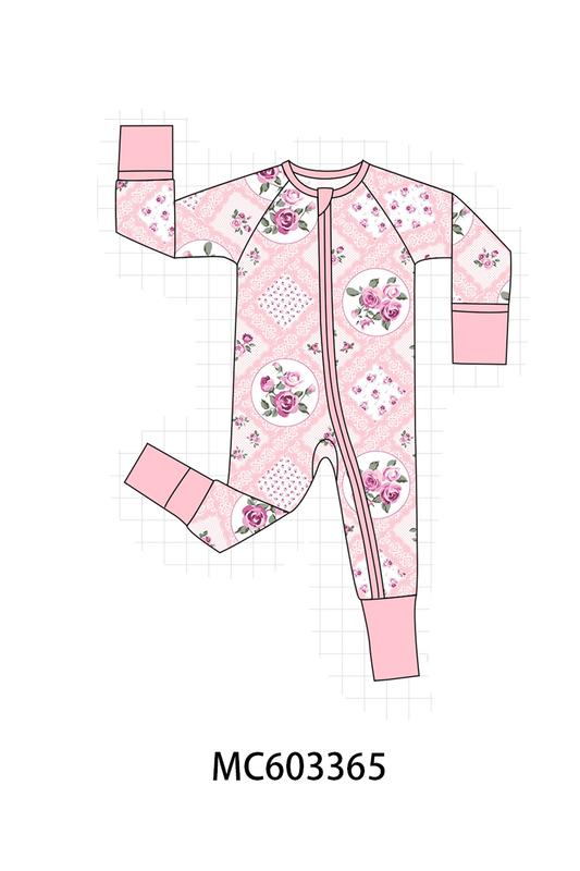 PO83 Pink floral print bamboo pajama collection