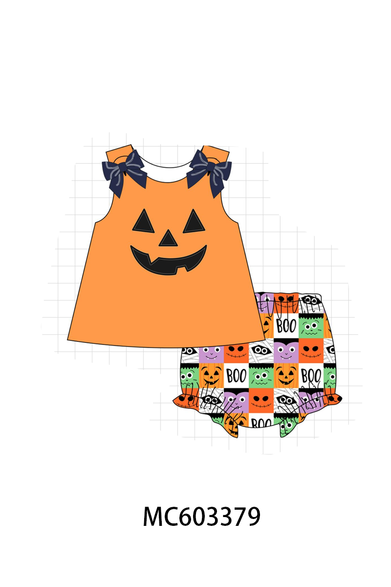 PO83 Orange halloween face applique collection