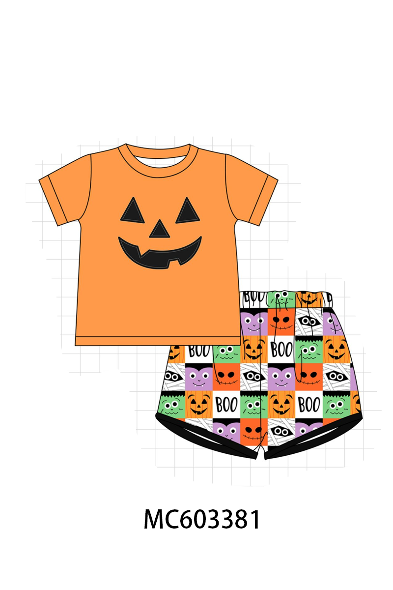 PO83 Orange halloween face applique collection