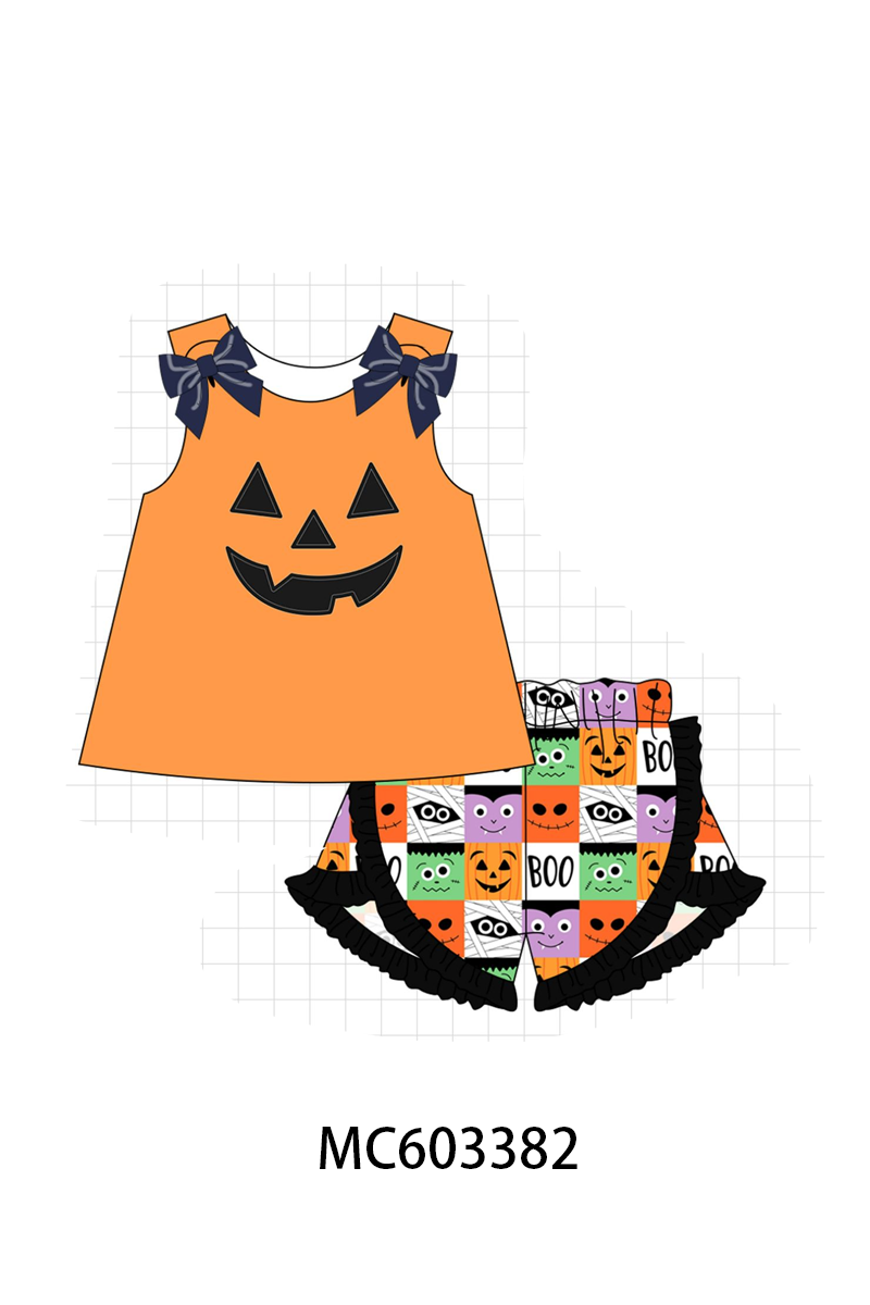 PO83 Orange halloween face applique collection