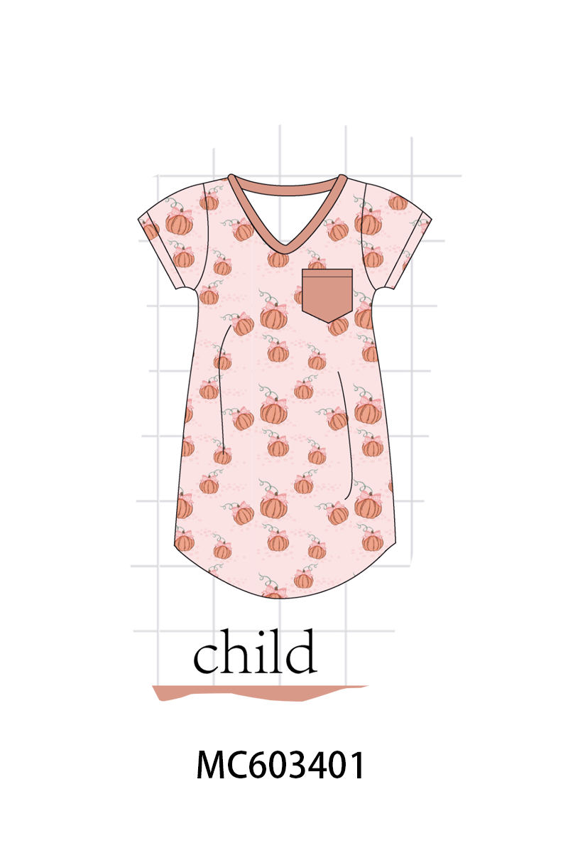 PO83 Pink pumpkin print bamboo collection