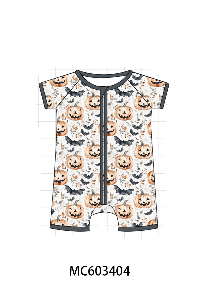 PO83 Grey halloween pumpkin print bamboo collection