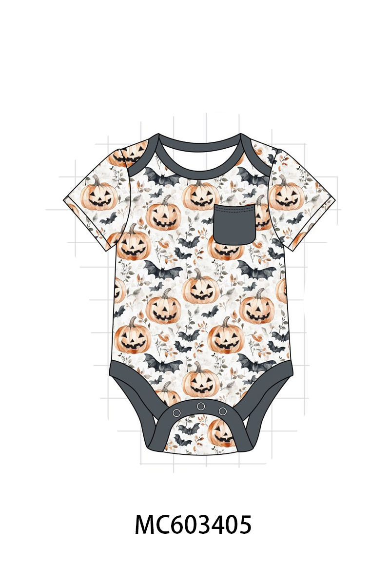 PO83 Grey halloween pumpkin print bamboo collection