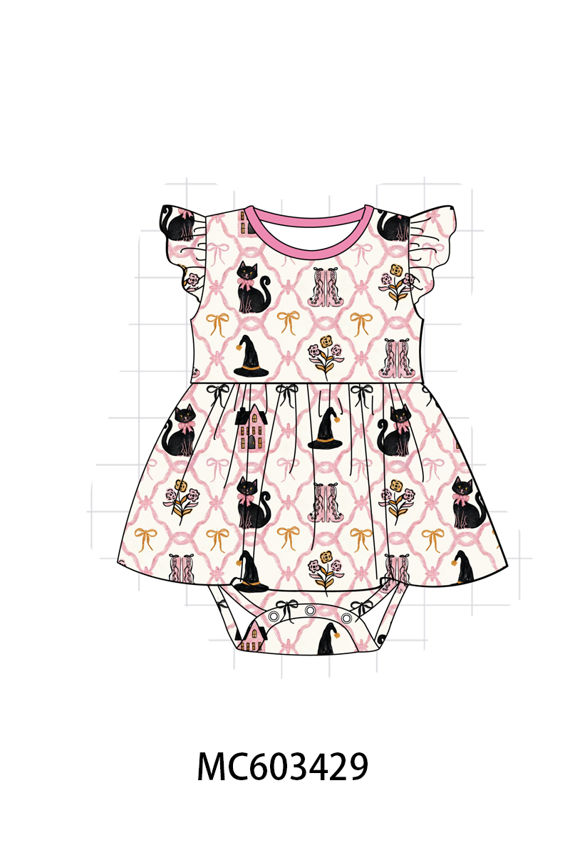 PO83 Pink halloween witch cat castle bamboo collection