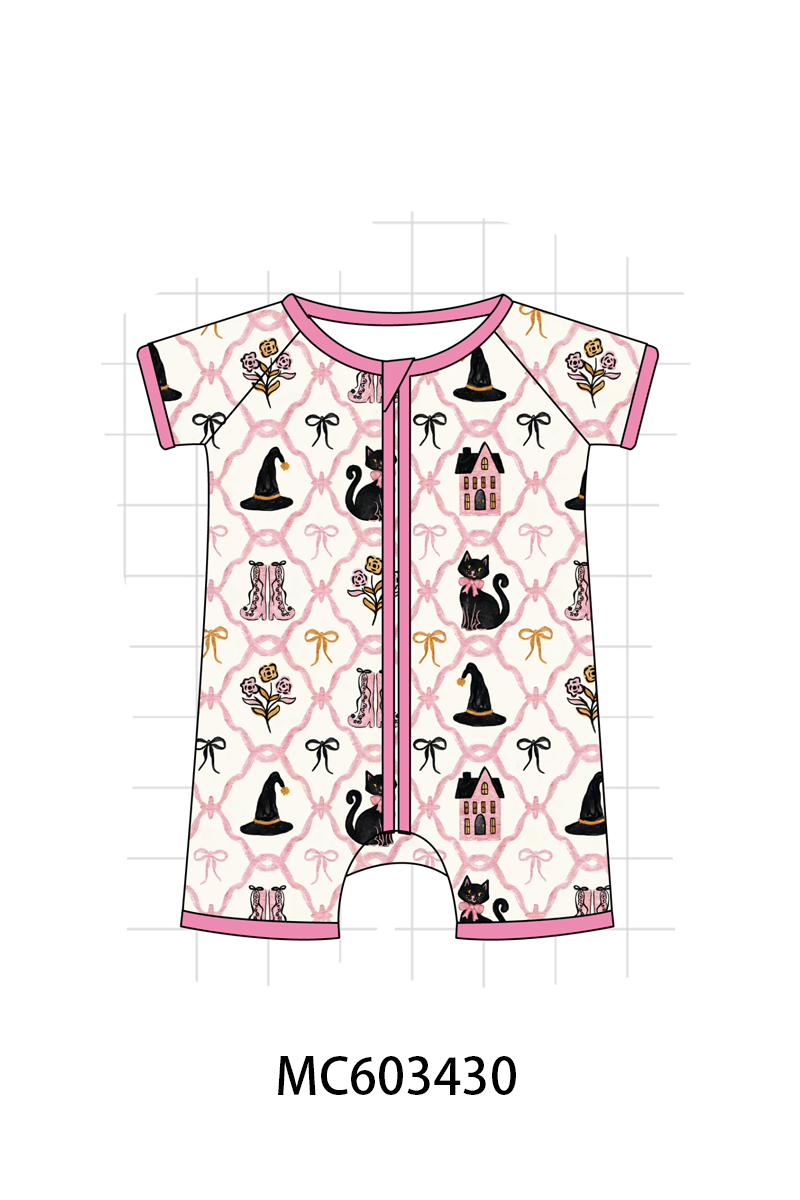 PO83 Pink halloween witch cat castle bamboo collection