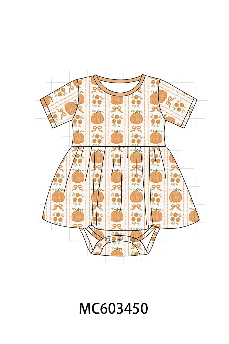 PO83 Pumpkin bow print bamboo collection