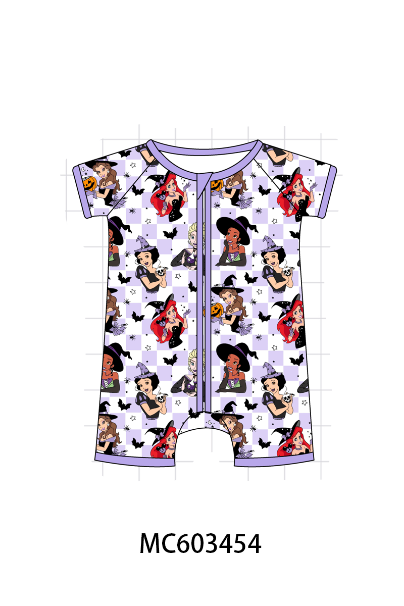 PO83 Purple halloween witch print bamboo checkered collection