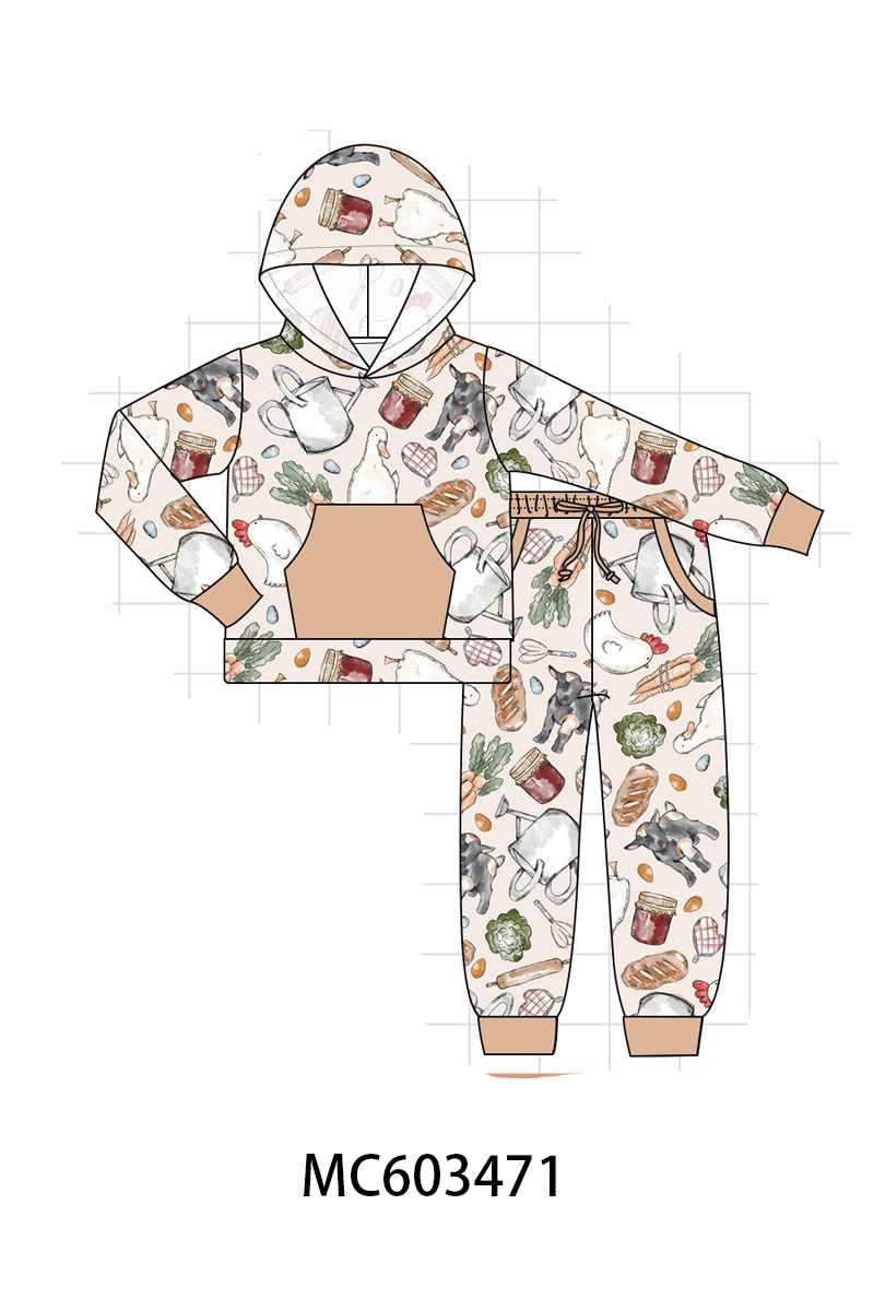 PO83 Beige farm print bamboo collection