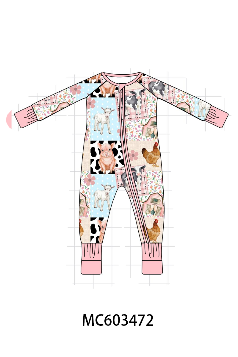 PO83 Pink farm print bamboo collection