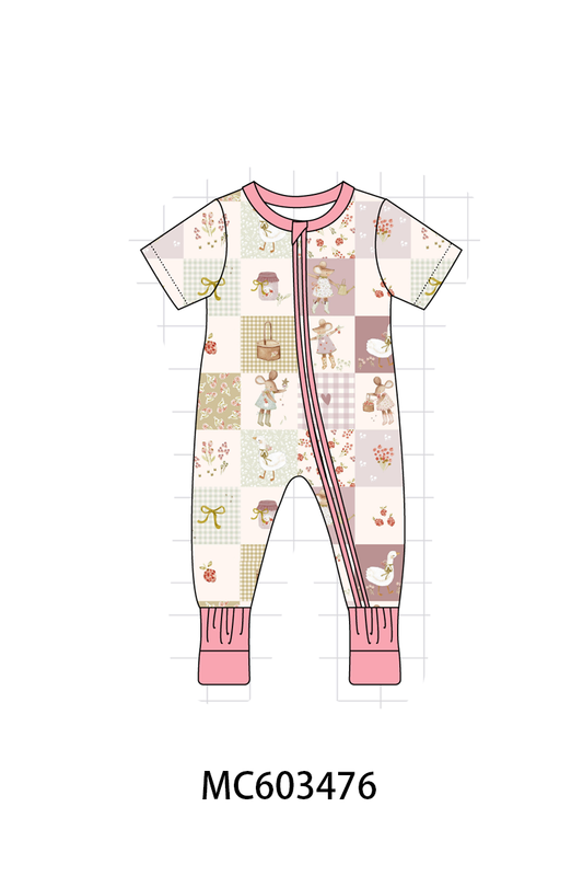 PO83 Pink goose bow checkered bamboo collection