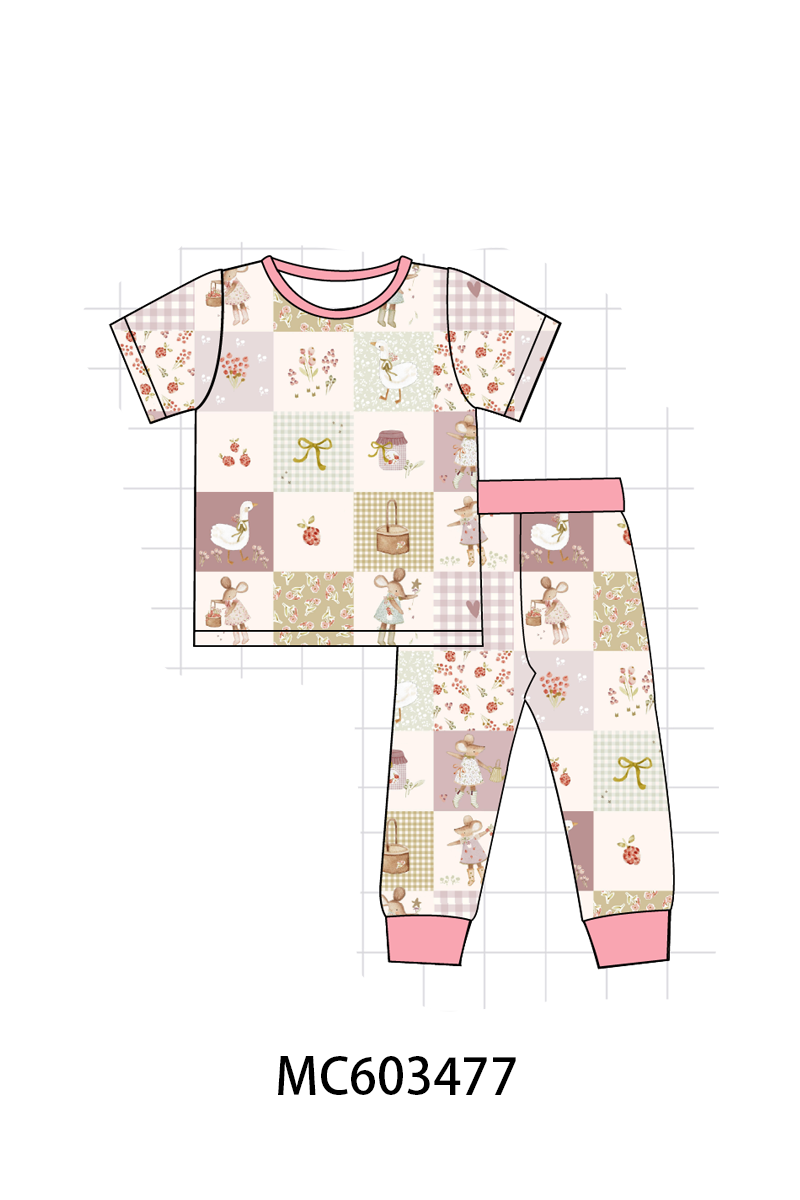 PO83 Pink goose bow checkered bamboo collection