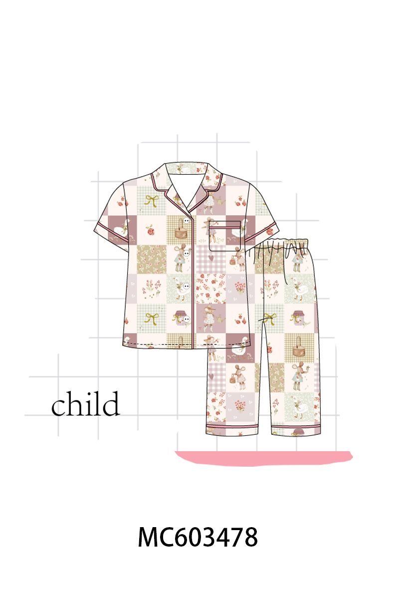 PO83 Pink goose bow checkered bamboo collection