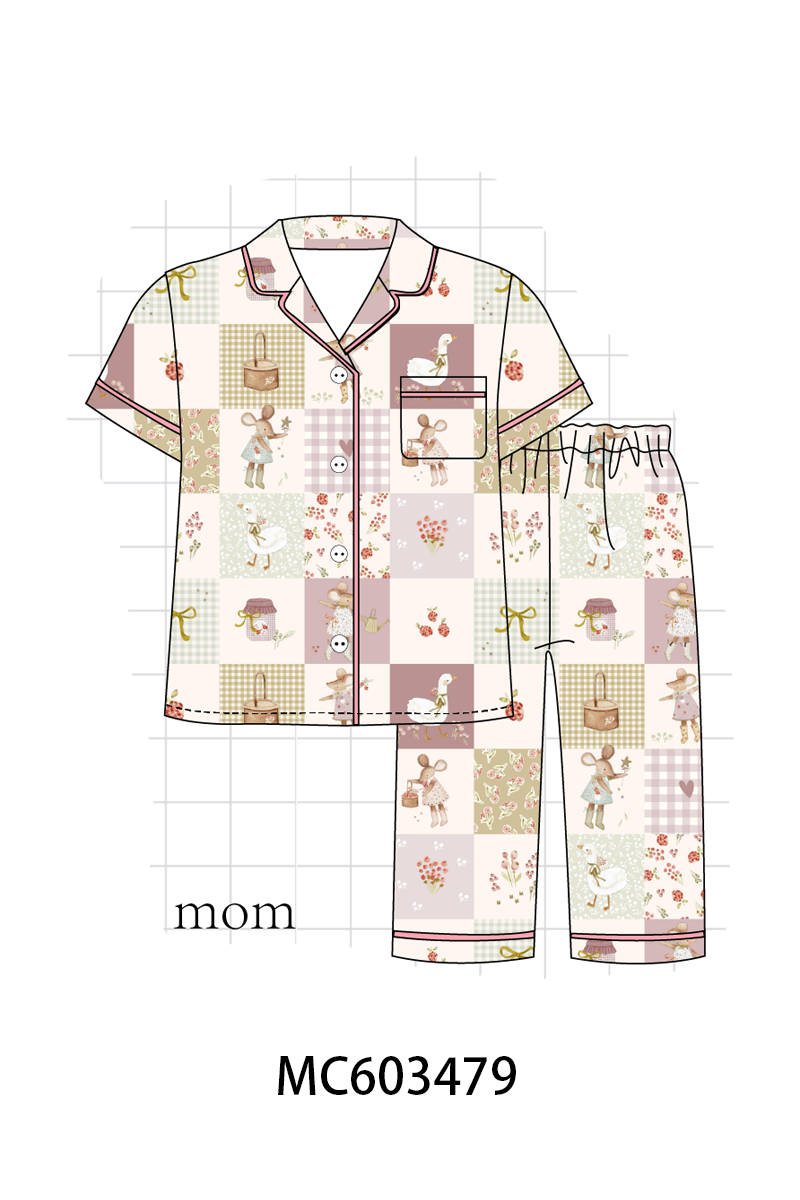 PO83 Pink goose bow checkered bamboo collection