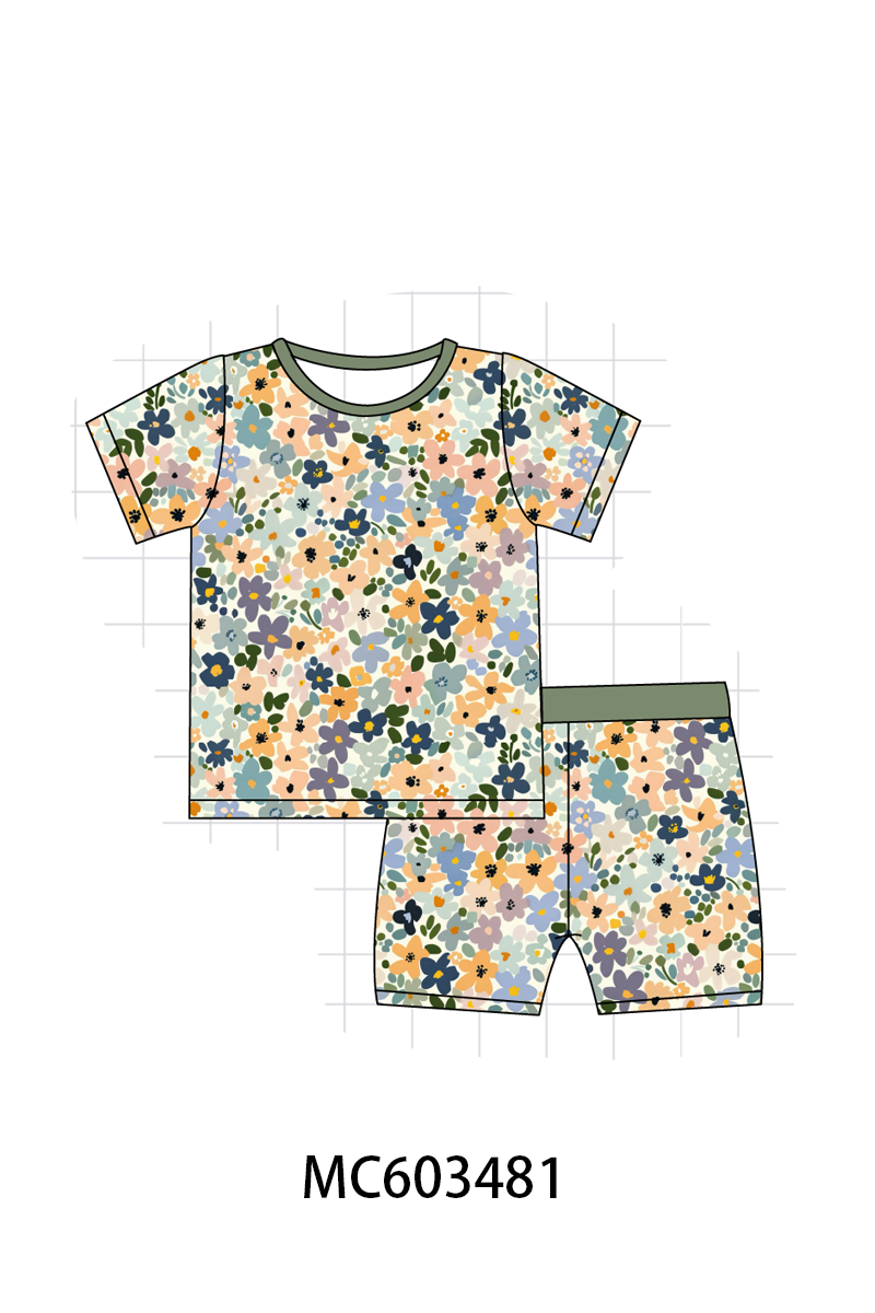 PO83 Green floral print bamboo collection