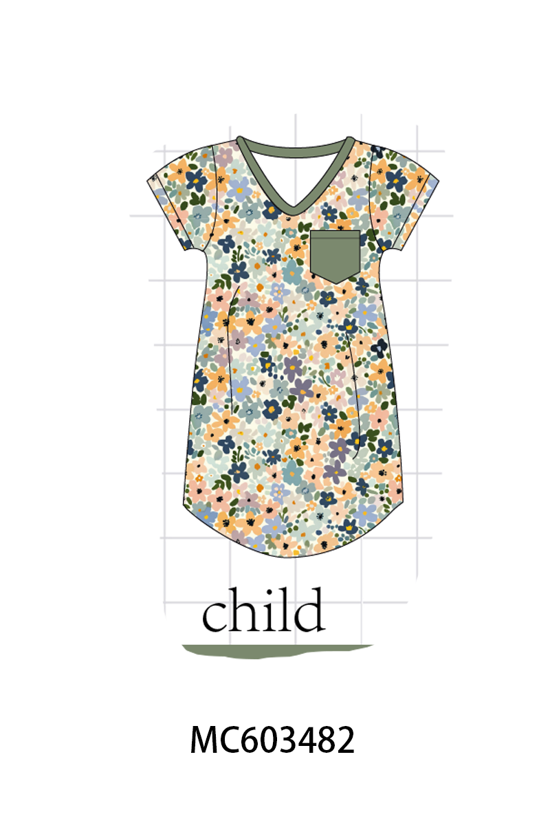 PO83 Green floral print bamboo collection