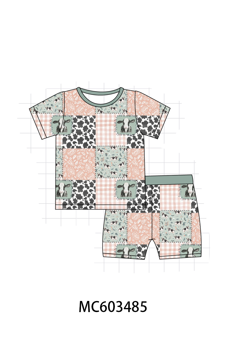 PO83 Sage cow leopard checkered bamboo collection