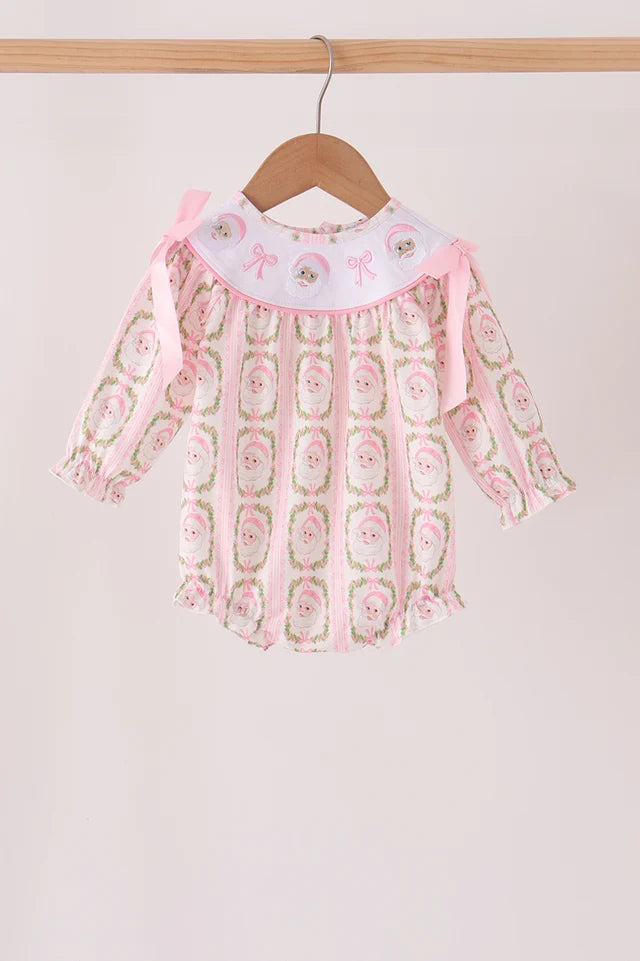 Pink santa bow embroidery bubble