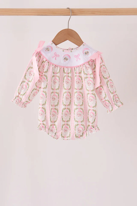 Pink santa bow embroidery bubble