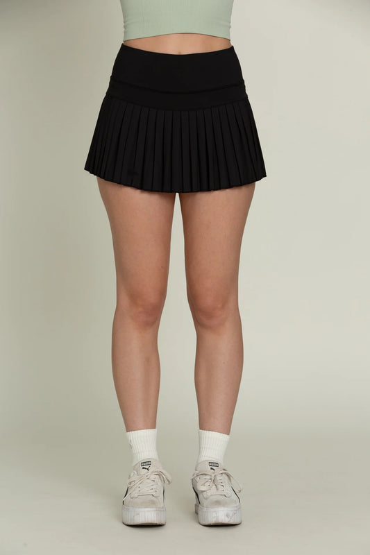 Black Pleated Tennis Skirt (Gold Hinge)