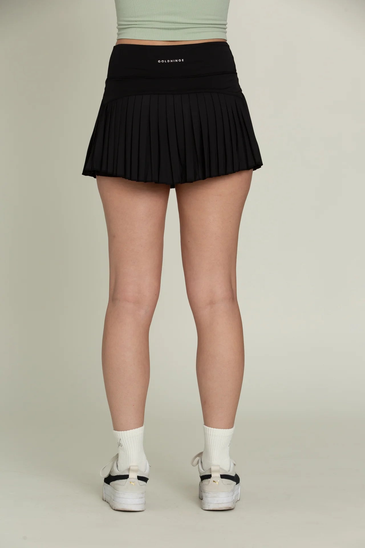 Black Pleated Tennis Skirt (Gold Hinge)