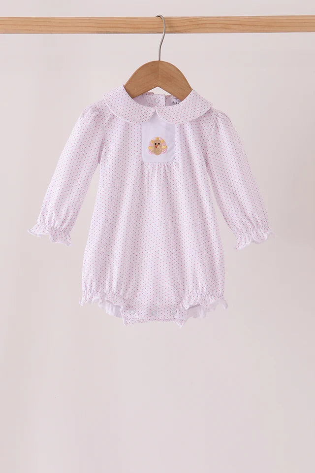 Pink dot turkey embroidery ruffle bubble