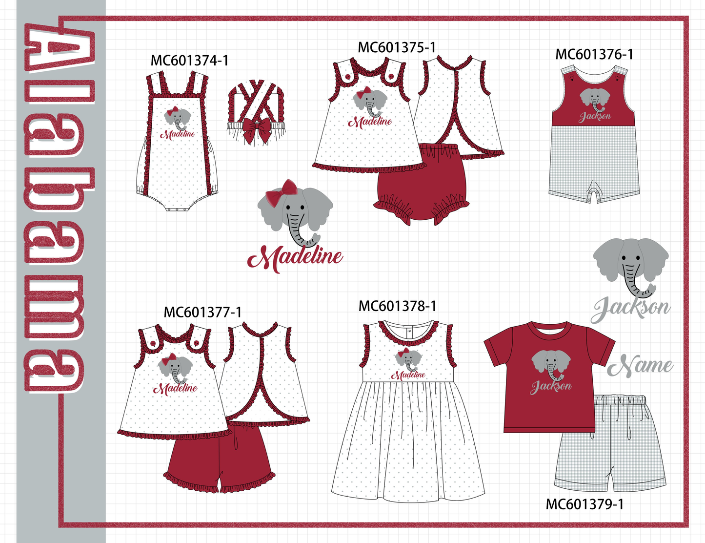 PO80 Maroon Alabama monogram embroidery collection