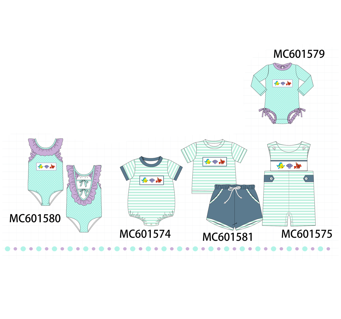 PO80 Mermaid shell lobster embroidery collection 2