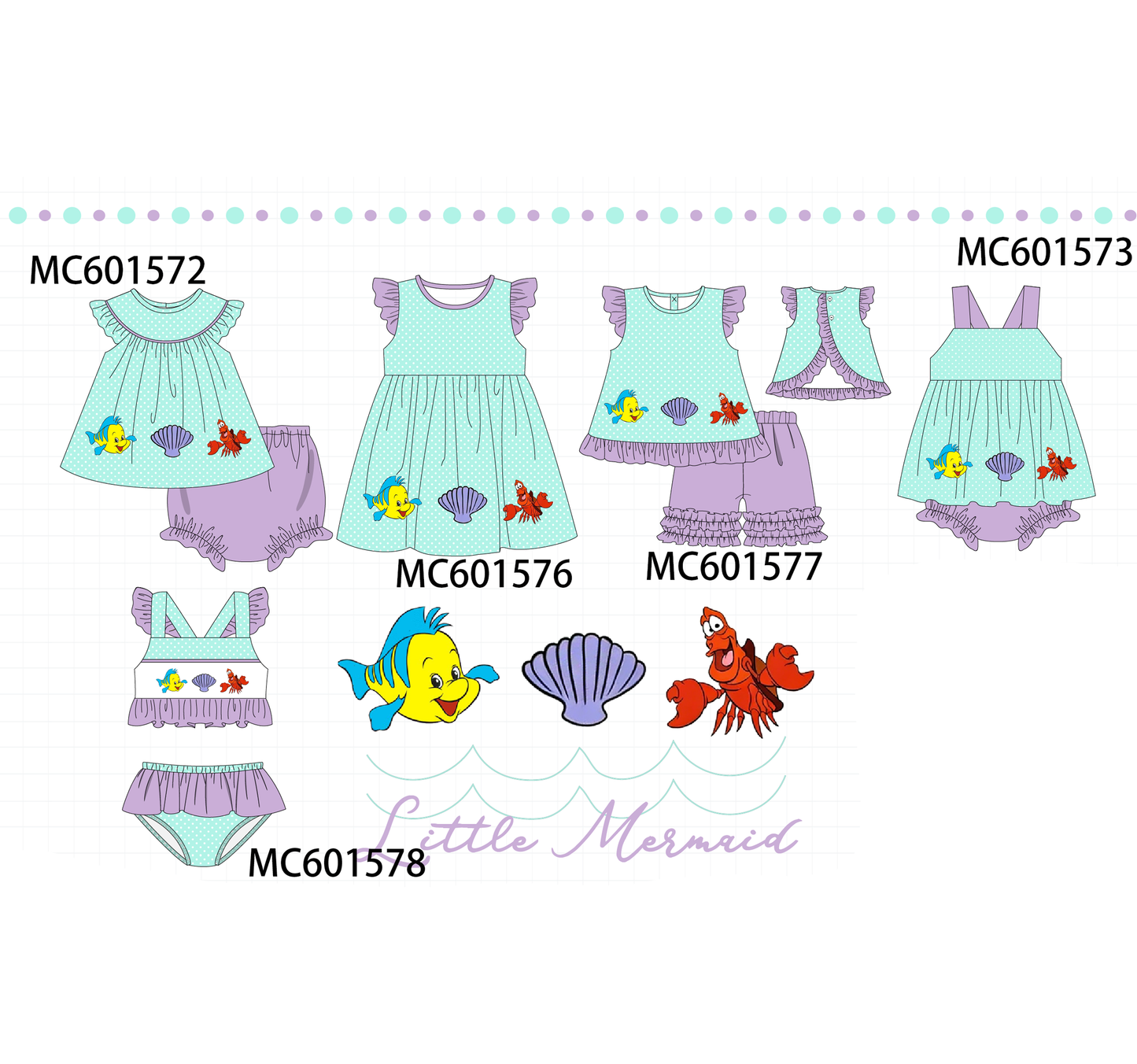 PO80 Mermaid shell lobster embroidery collection 1