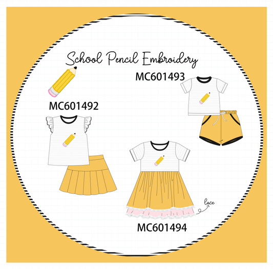 PO80 Mustard back to school pencil embroidery collection