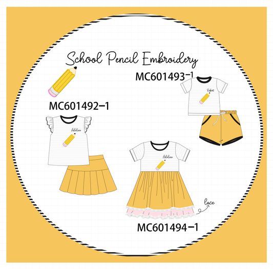 PO80 Mustard back to school pencil monogram embroidery collection