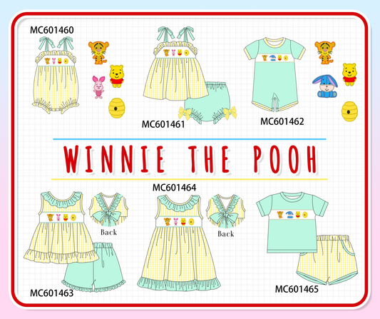 PO80 Mustard winnie the pooh embroidery gingham collection