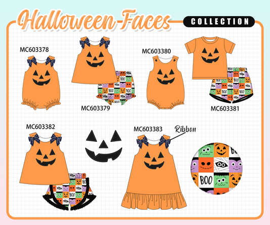 PO83 Orange halloween face applique collection
