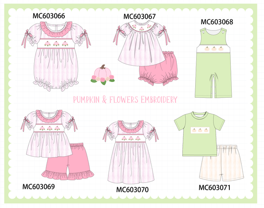 PO83 Pink&green pumpkin embroidery ruffle collection