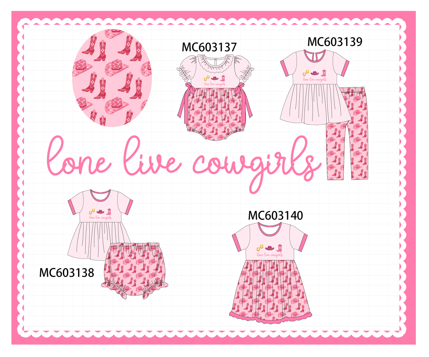 PO83 Pink cowgirl boots embroidery collection
