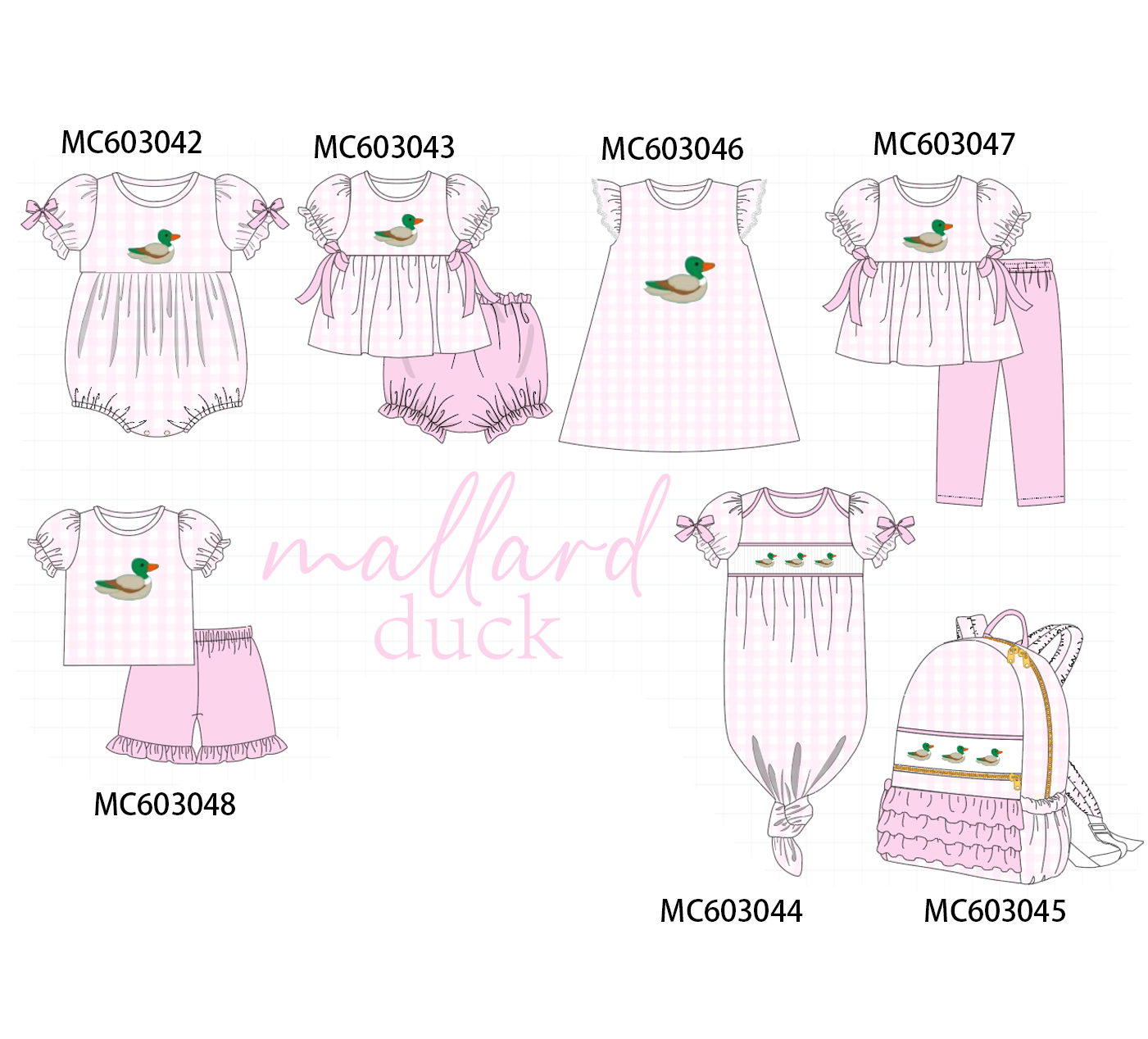 PO83 Pink mallard applique gingham girl collection