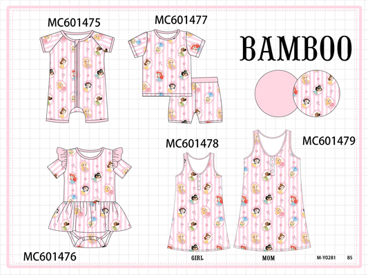 PO80 Pink princess print stripe bamboo collection