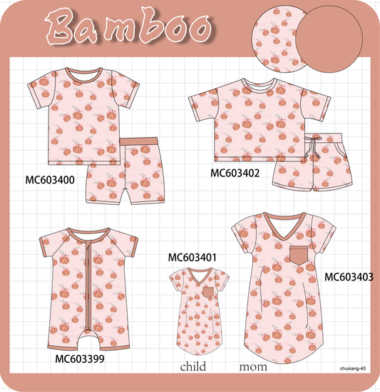 PO83 Pink pumpkin print bamboo collection
