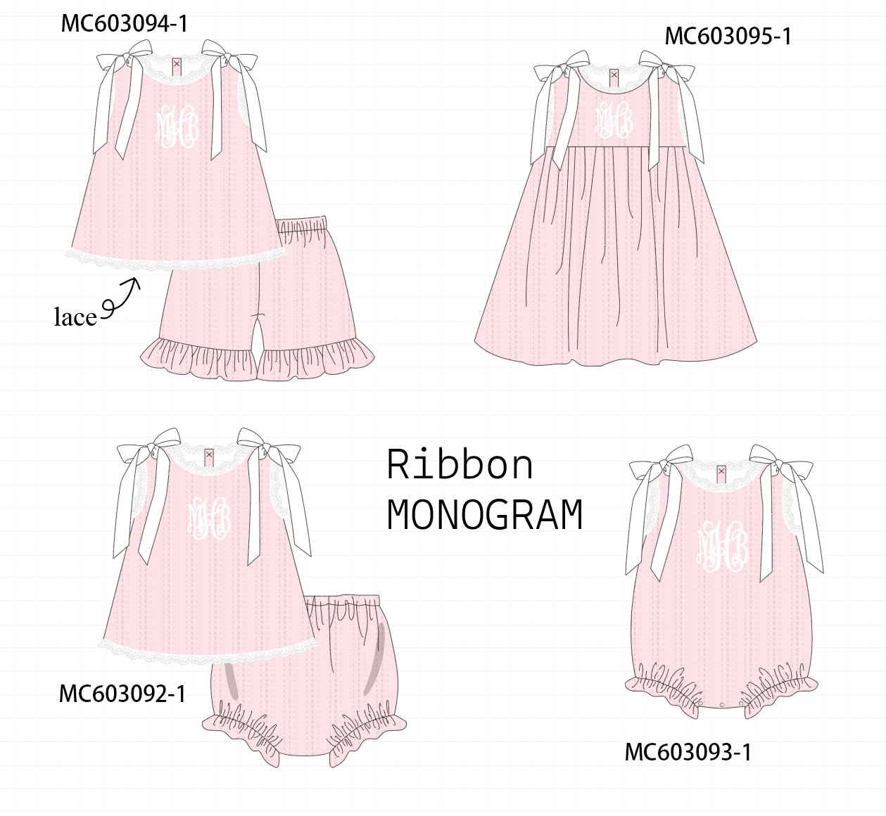 PO83 Pink ribbon monogram embroidery collection