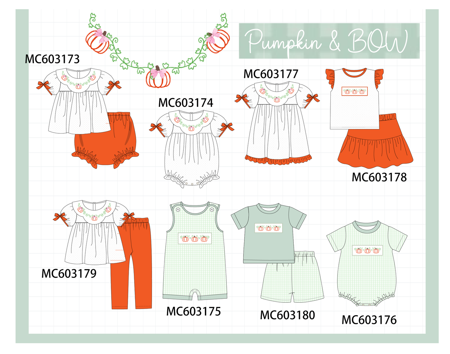 PO83 Pumpkin bow embroidery collection