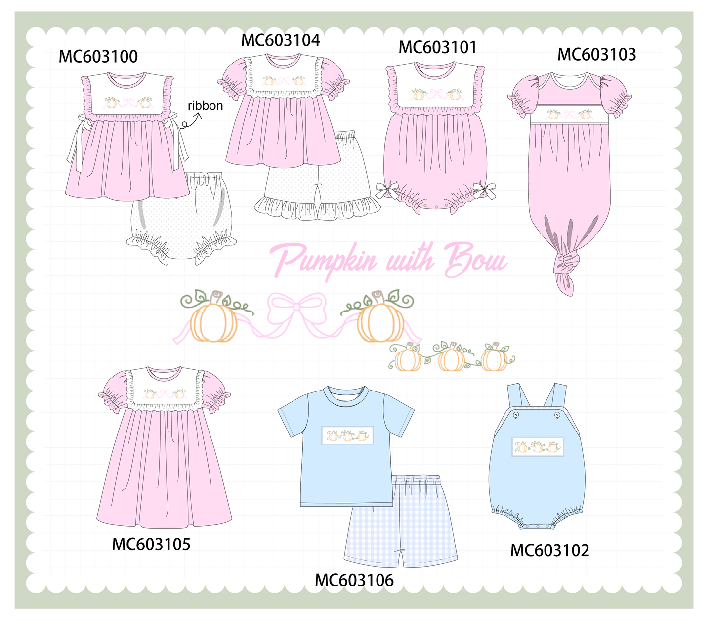 PO83 Pumpkin with bow embroidery collection