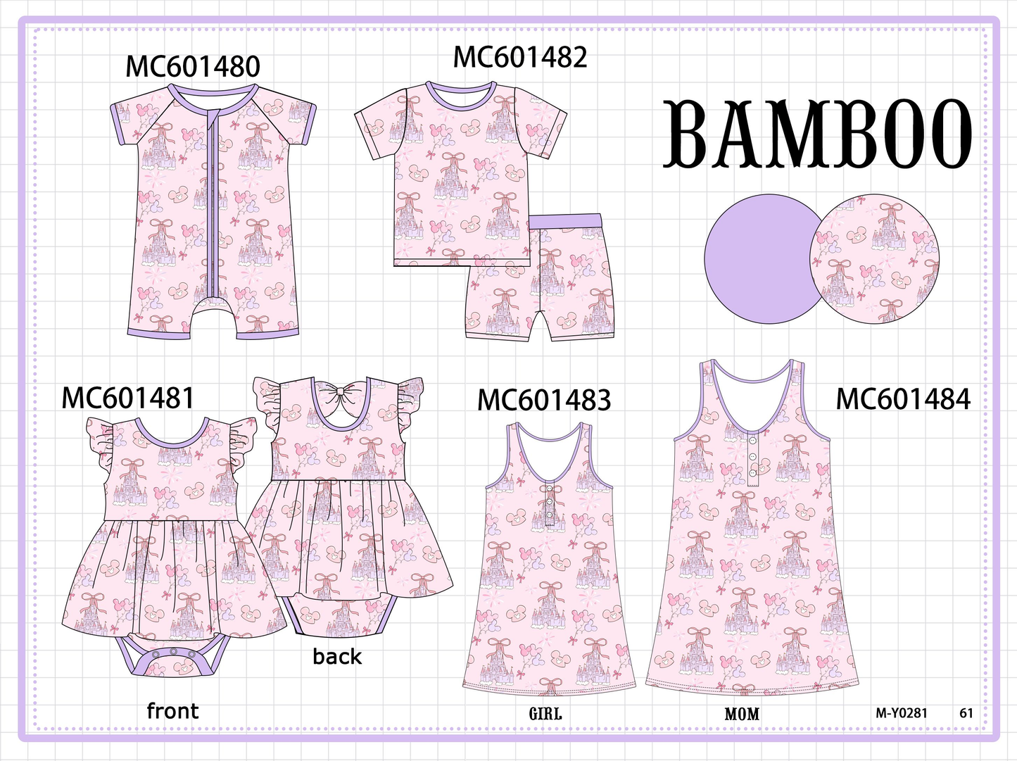 PO80 Purple castle print bamboo collection
