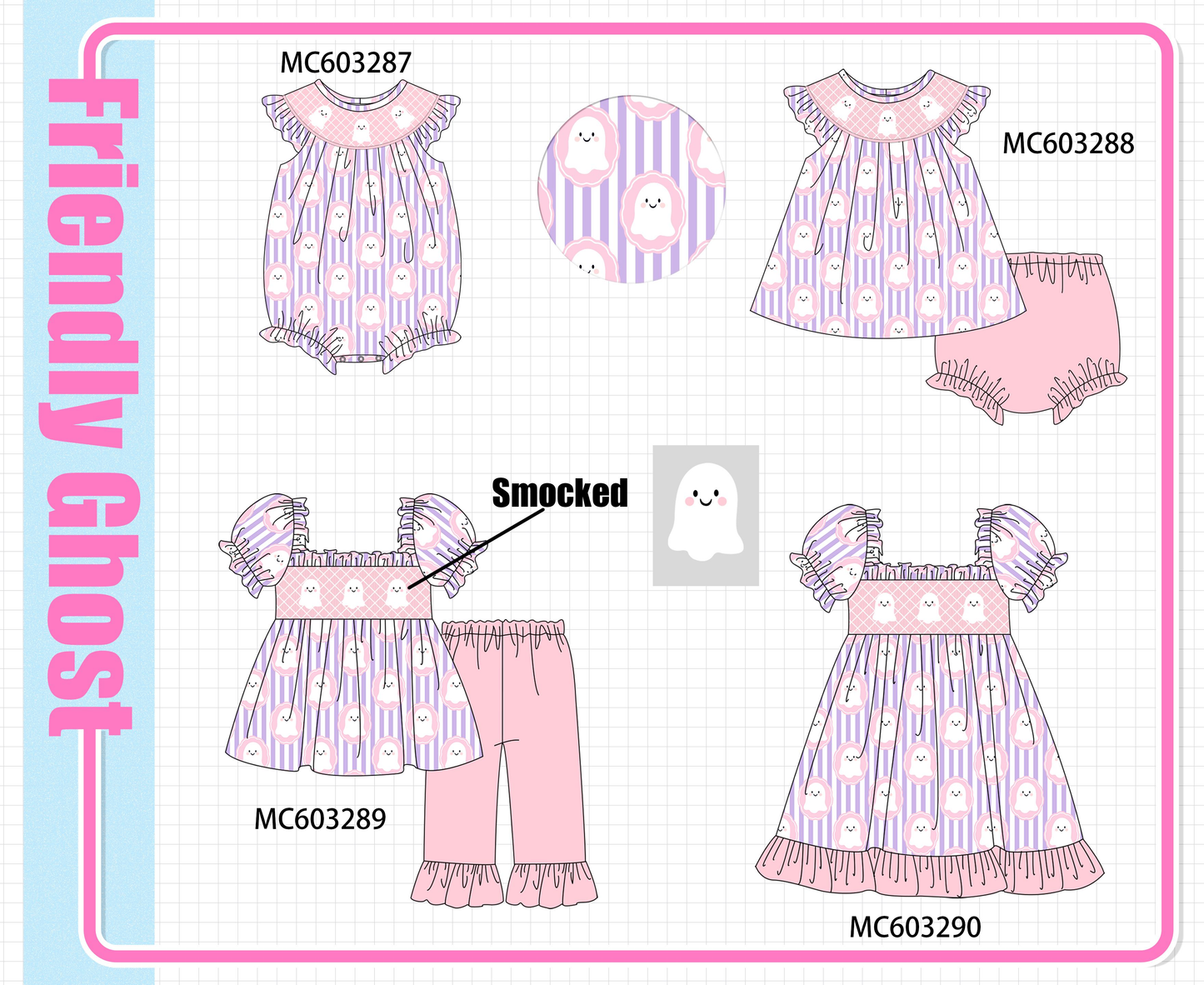 PO83 Purple ghost smocked stripe collection