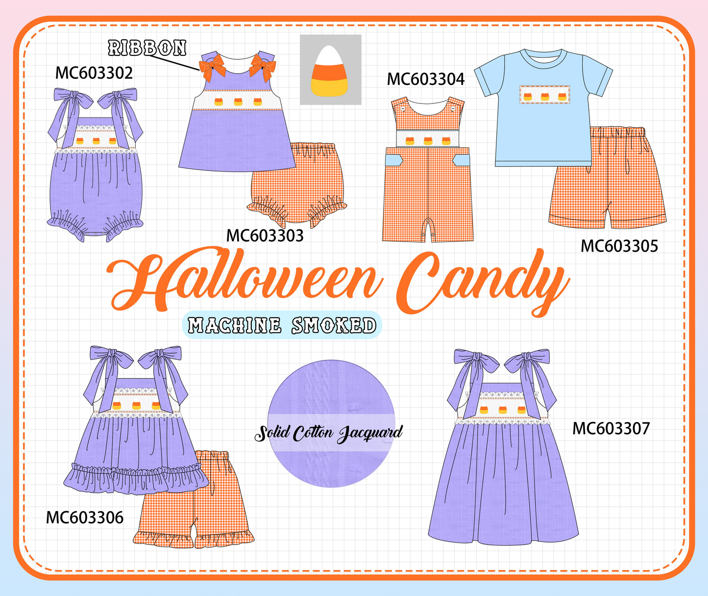 PO83 Purple halloween candy smocked collection