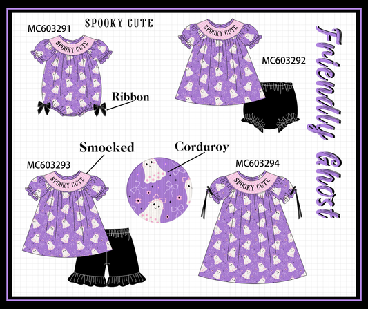 PO83 Purple halloween spooky cute smocked collection