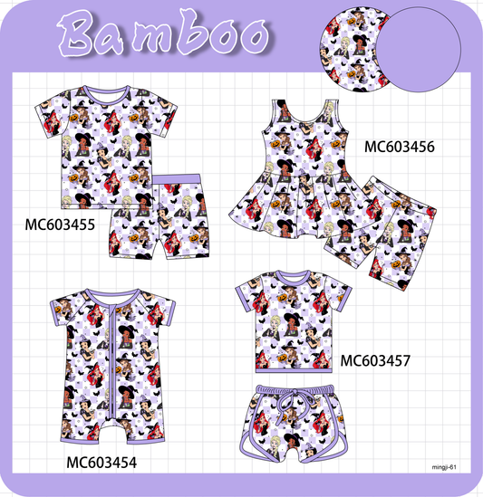 PO83 Purple halloween witch print bamboo checkered collection