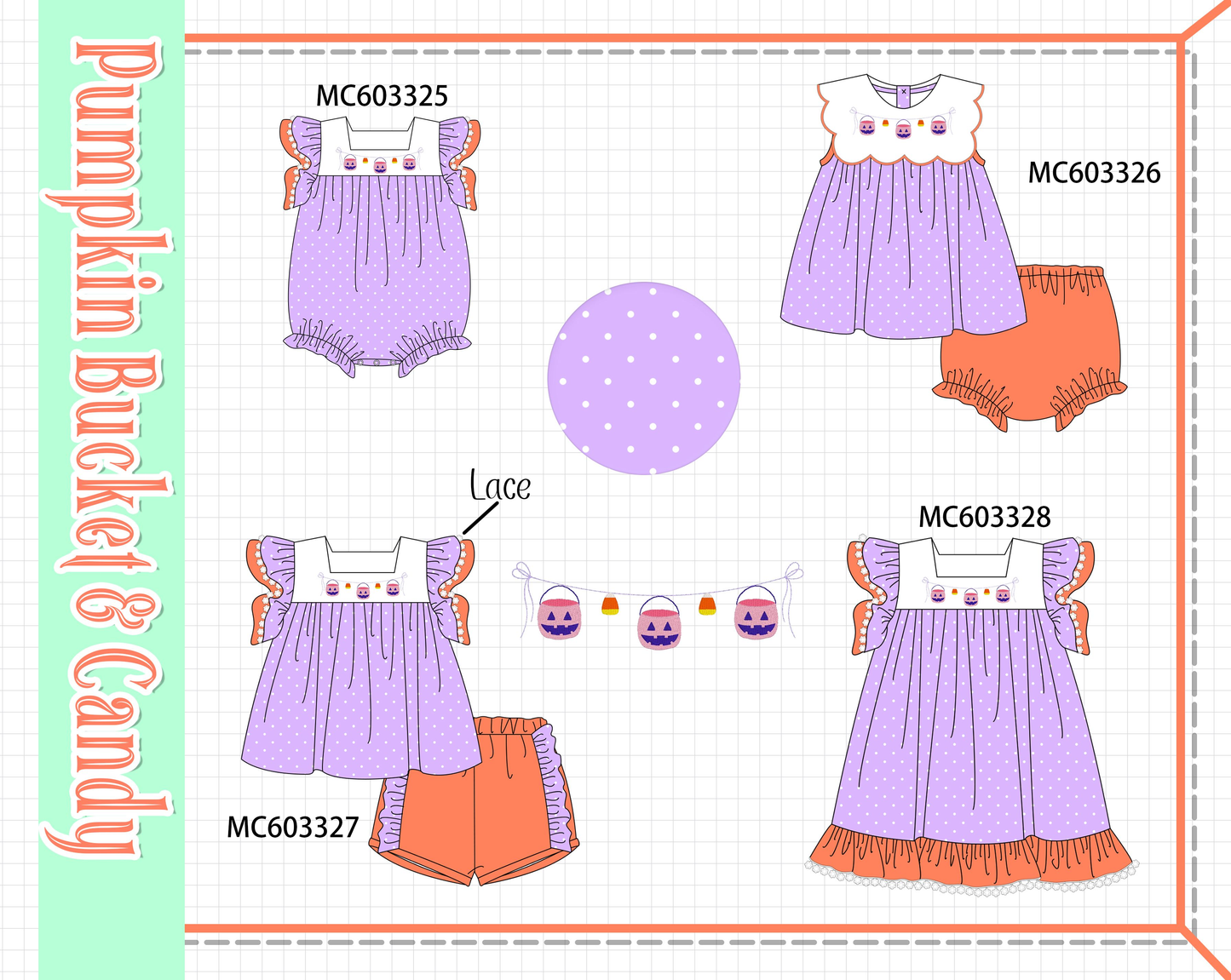 PO83 Purple pumpkin bucket candy embroidery collection