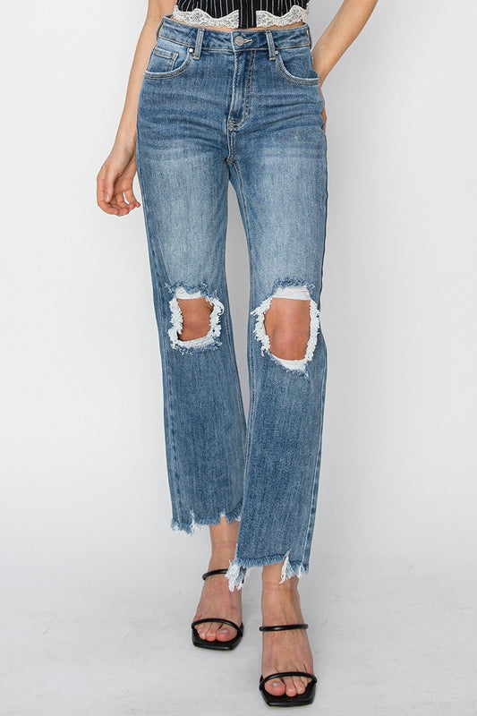 Ready To Vibe Straight Cropped Jeans (Medium)