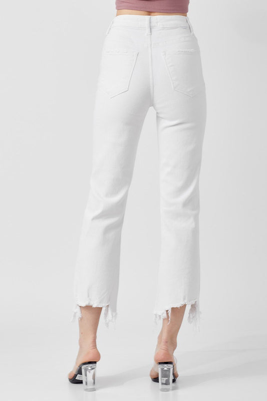 Ready To Vibe Straight Cropped Jeans (White)