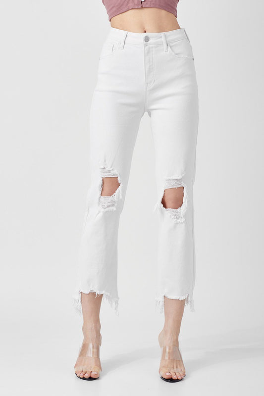 Ready To Vibe Straight Cropped Jeans (White)